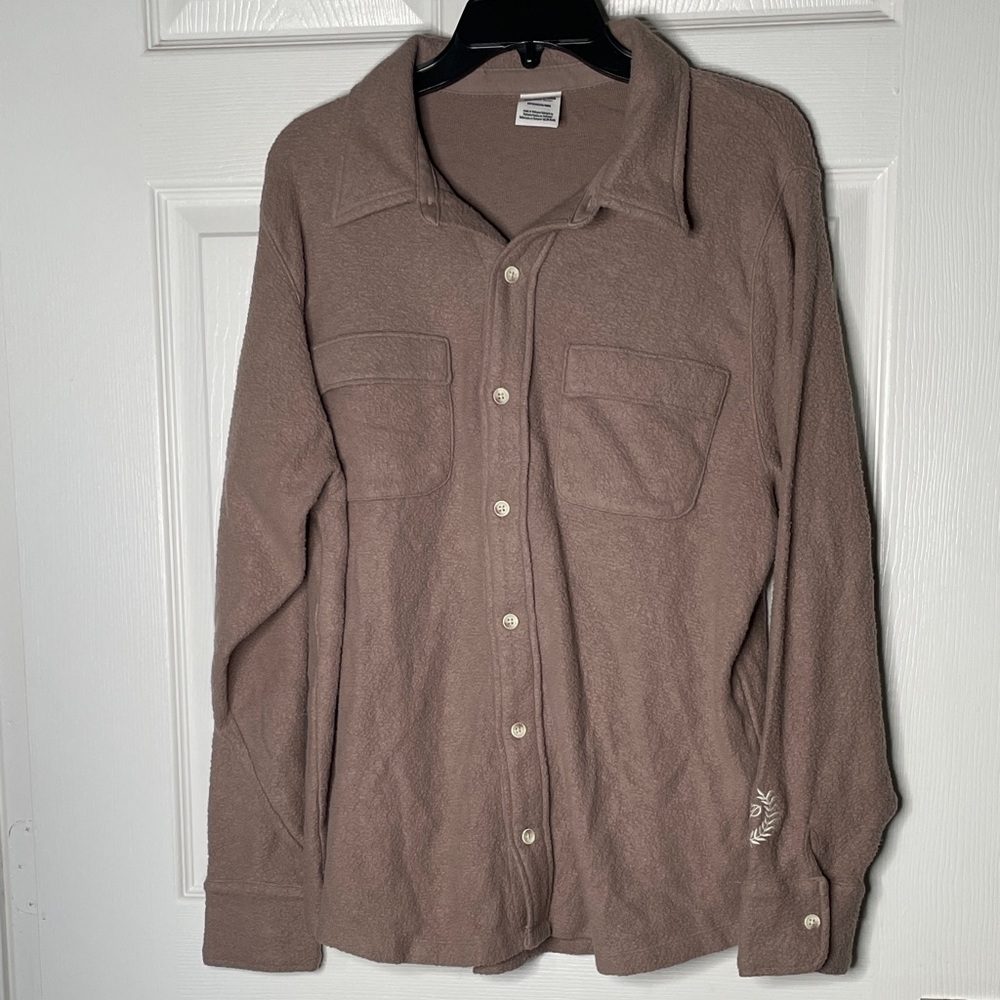 Victoria's Secret PINK Reverse Fleece Button Down Long Sleeve Shacket